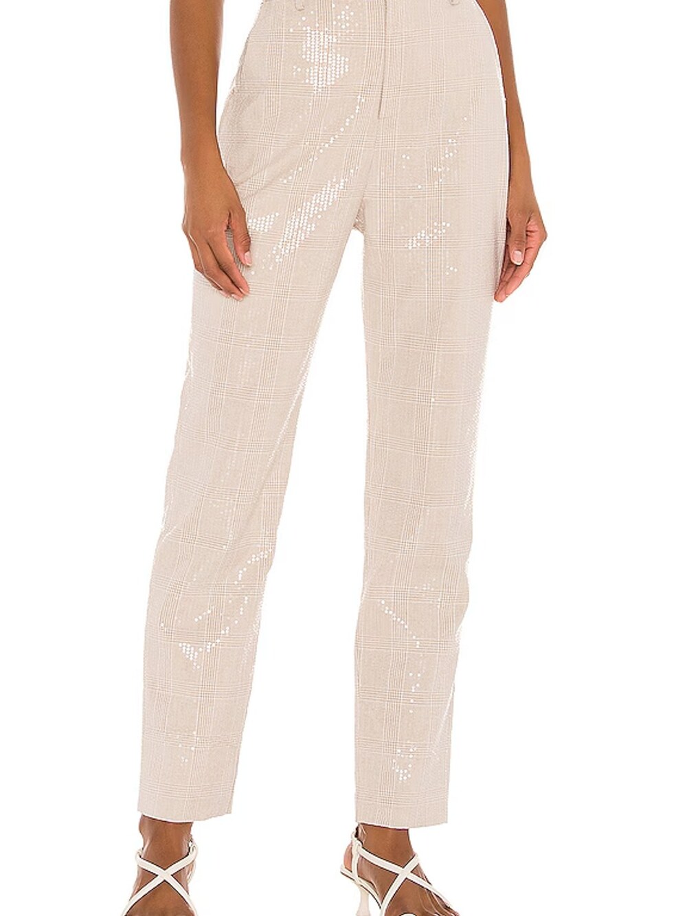 Atoir The Neko Pants Chestnut Check Sequins Women's XS 2 Skinny Straight $255